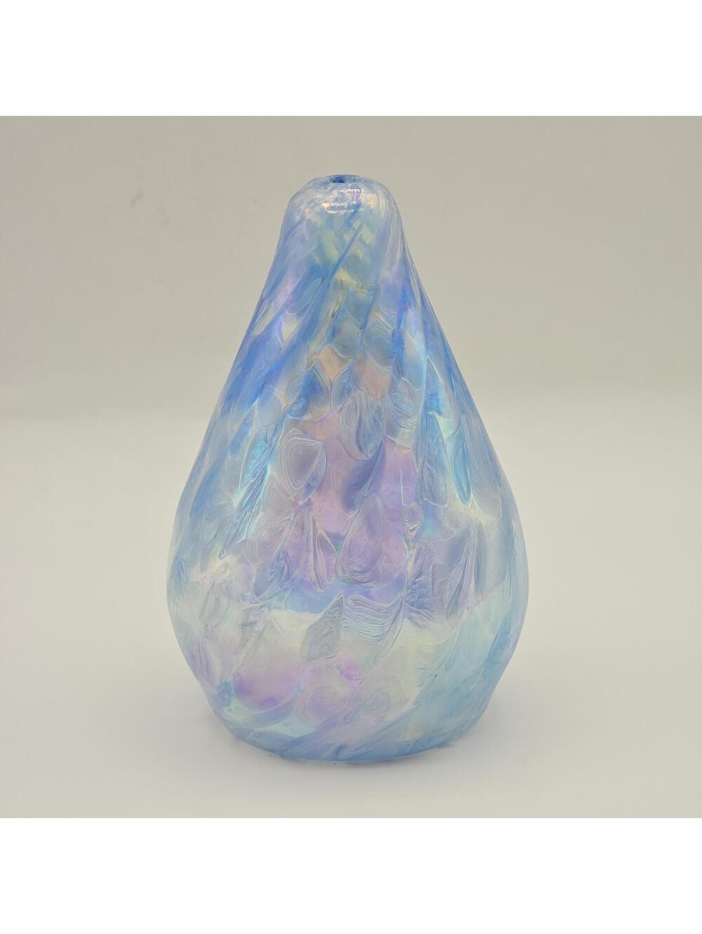 Roger Vines Iridescent Art Glass Oil Lamp/Vase - Teardrop blue/purple